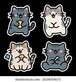 Cute and happy Scottish Fold cat stickers pack with playful and adorable expressions.