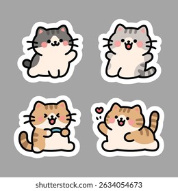 Cute and happy Scottish Fold cat stickers pack with playful and adorable expressions.