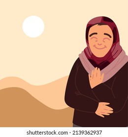 cute happy senior woman character
