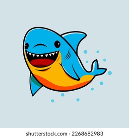 cute Happy shark in cartoon style