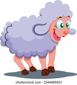 cute happy sheep white background