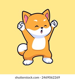 Lindo feliz shiba inu perro dibujos animados Vector ilustración. Mascota de logotipo de dibujos animados de estilo plano