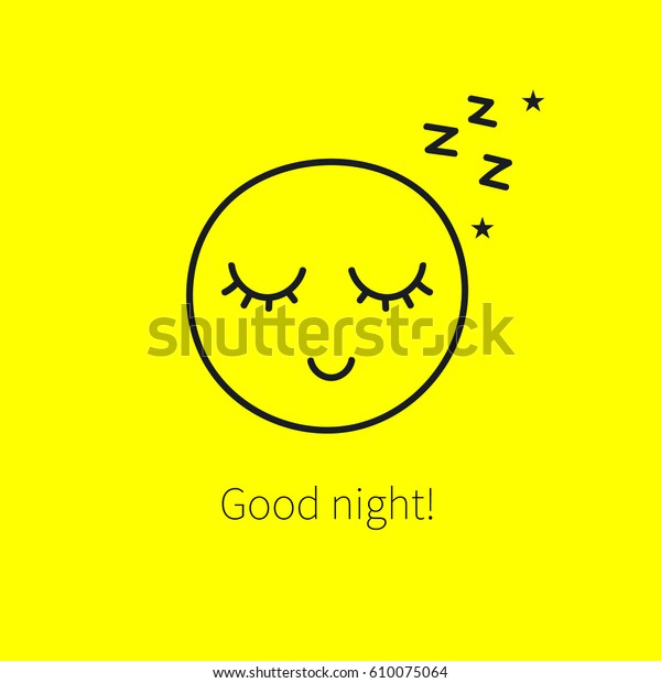 Cute happy sleeping smiley with closed eyes and long eyelashes. Icon