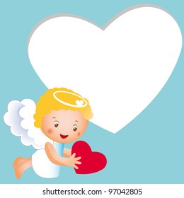 Cute happy and small angel with heart