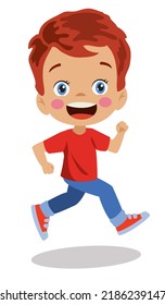 cute happy smart boy running