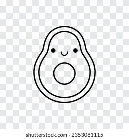 Cute happy smiling avocado character line icon. Vector illustration in outline style.