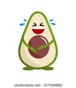 Cute happy smiling avocados. Vector flat cartoon character. Isolated on white background