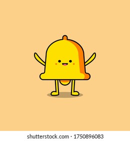 Cute happy smiling bell. Vector carton character illustration