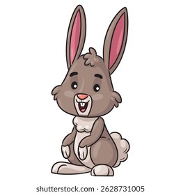 Cute happy smiling cartoon rabbit illustration