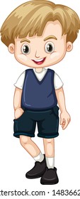 Cute happy smiling child isolated on white background illustration