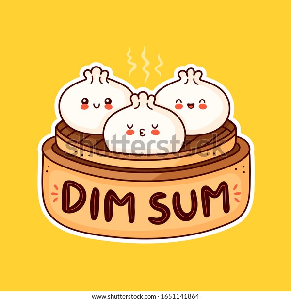 Cute Happy Smiling Dim Sum Vector Stock Vector (Royalty Free) 1651141864