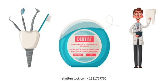 Cute happy smiling doctor. Vector cartoon illustration. Funny characters