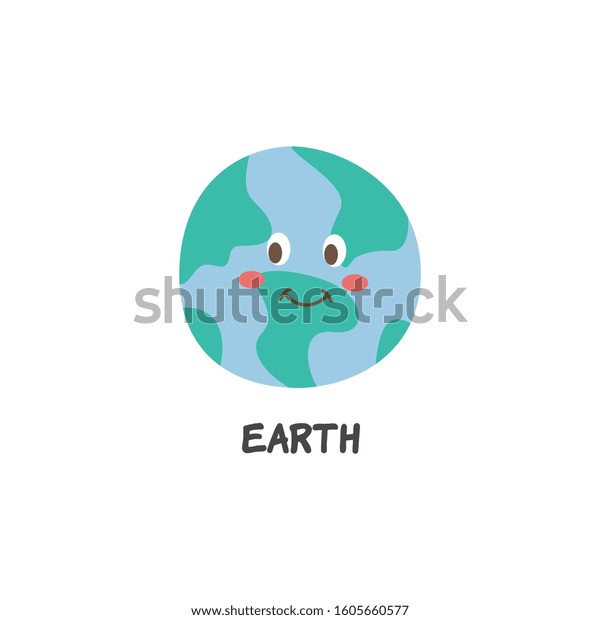 Cute Happy Smiling Earth Planet Flat Stock Vector (Royalty Free ...