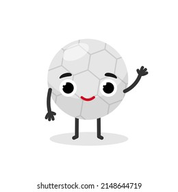 Cute happy smiling Football ball. Soccer emoji mascot
