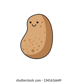 Cute happy smiling funny potato. Vector flat cartoon character illustration icon design.Isolated on white background. potato farm vegetable concept - Vector