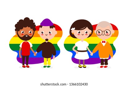 Cute Happy Smiling Gay Lesbian Couplepeople Stock Vector (Royalty Free ...