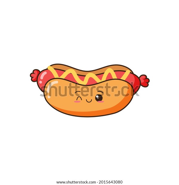 Cute Happy Smiling Hot Dog Vector Stock Vector (Royalty Free ...