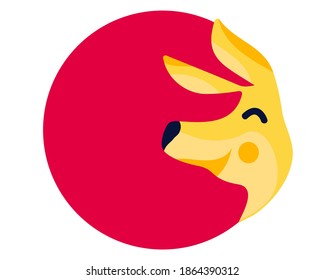 Cute Happy Lächeln Kangaroo bei Sonnenuntergang. Australien und Wildtierkonzept. Einzeln auf weißem Hintergrund. Vektorgrafik.