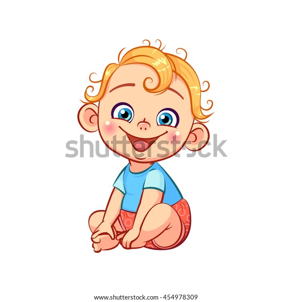 Joli Petit Bebe Souriant Magnifique Personnage Image Vectorielle De Stock Libre De Droits