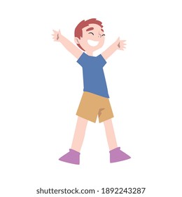 Cute Happy Smiling Little Boy Cartoon Style Vector Illustration on White Background