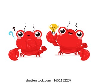 Cute happy smiling lobster. Vector flat cartoon character illustration icon design.Isolated on white background. Lobster,sea food menu concept