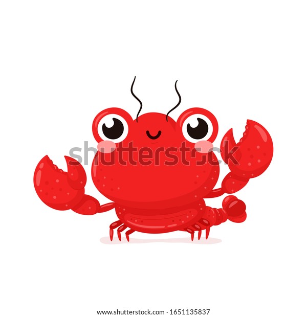 Cute Happy Smiling Lobster Vector Flat Stock Vector (Royalty Free