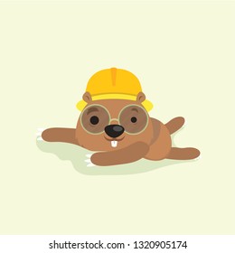 Cute happy smiling mole character.