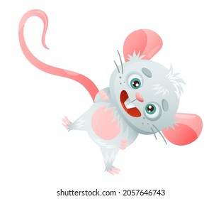 Cute happy smiling mouse baby animal cartoon vector illustration on white background
