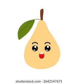 Cute happy smiling pear fruit design illustration