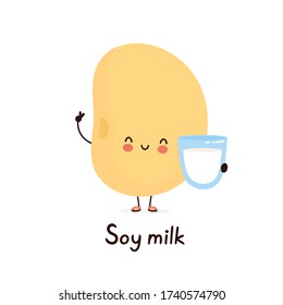 Cute happy smiling plant based soy milk character. Isolated on white background. Vector cartoon character illustration