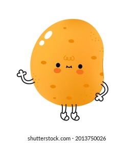 Cute happy smiling potato. Isolated on white background. Vector cartoon character illustration design,simple flat style. Potato vegetable food concept