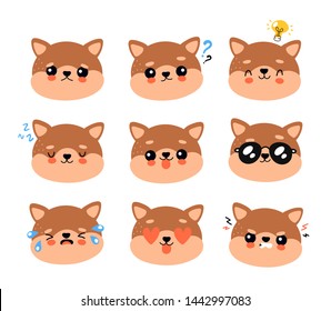 Cute Happy Smiling Sad Dog Character Stock Vector (Royalty Free ...