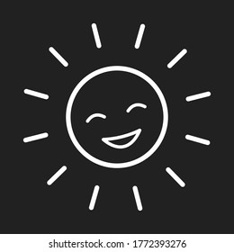 Cute Happy Smiling Sun icon, sunshine icon in line vector, sun character isolated icon, sun summer weather symbol
