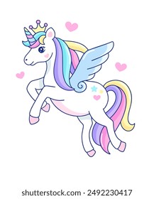 Cute happy smiling unicorn vector illustration