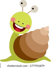 Cute happy snail isolated on white
