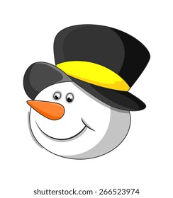 Cute Happy Snowman Face with Hat