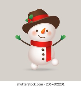 Cute and happy Snowman - vector illustration isolated