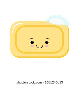 Cute happy soap juggle foam bubble. Vector flat cartoon character illustration icon design. Isolated on white background.
