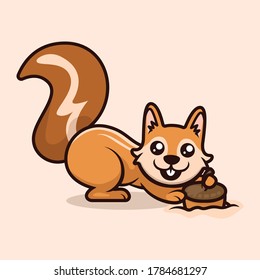 Cute happy squirrel mascot design