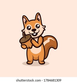 Cute happy squirrel mascot design