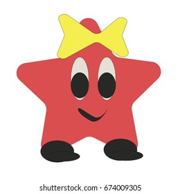 Cute happy starfish cartoon character Sea animal vector illustration Invertebrate animal sea fauna Star shape vector illustration