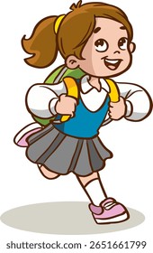 menina estudante feliz bonito correndo para escola.criança escola feliz.