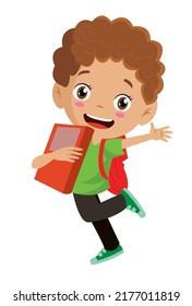 cute and happy student holding a book