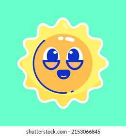 cute happy sun character vector