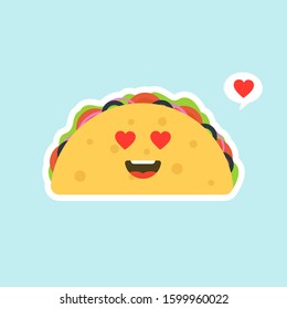 Taco Cute Cartoon Vector Icon Illustration Stock Vector (Royalty Free ...