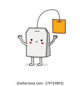 Cute happy teabag cartoon character