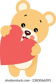 Cute happy teddy bear holding a heart
