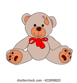 Cute Happy Teddy Bear Toy Red Stock Vector (Royalty Free) 422898820