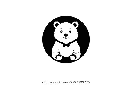 Cute and happy Teddy bear vector logo design