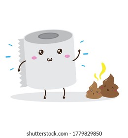 Cute happy tissue paper roll and poops vector design, can be use to make poster